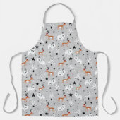 トナカイ、クマ、クリスマスツリー エプロン (正面)