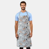 トナカイ、クマ、クリスマスツリー エプロン (着用した状態)