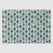 トナカイ、クリスマスツリー、ホリー 薄葉紙 (正面)