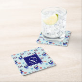 トナカイ、クリスマスツリー、雪片パターン スクエアペーパーコースター (インサイチュ)