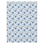 トナカイ、クリスマスツリー、雪片パターン テーブルクロス (正面)