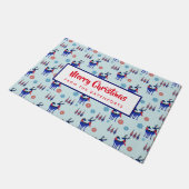 トナカイ、クリスマスツリー、雪片パターン ドアマット (アングル)