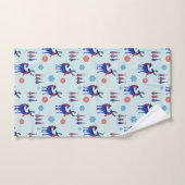 トナカイ、クリスマスツリー、雪片パターン バスタオルセット (ハンドタオル)