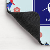 トナカイ、クリスマスツリー、雪片パターン マウスパッド (コーナー)