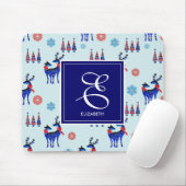 トナカイ、クリスマスツリー、雪片パターン マウスパッド (マウス)