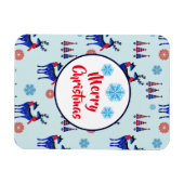 トナカイ、クリスマスツリー、雪片パターン マグネット (横)