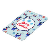 トナカイ、クリスマスツリー、雪片パターン マグネット (左側)