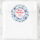 トナカイ、クリスマスツリー、雪片パターン ラウンドシール (バッグ)