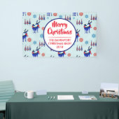 トナカイ、クリスマスツリー、雪片パターン 横断幕 (トレードショー)