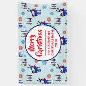 トナカイ、クリスマスツリー、雪片パターン 横断幕 (縦)