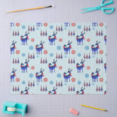 トナカイ、クリスマスツリー、雪片パターン 薄葉紙 (クラフト)