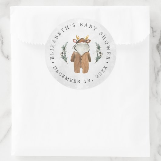 トナカイ |クリスマスベビーシャワーのお気に入り ラウンドシール (バッグ)