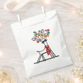 トナカイ、クリスマスボードブル、赤いスカーフと雪 フェイバーバッグ (クリップ留めされた状態)