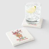 トナカイ,クリスマスマーブルストーンのコースター ストーンコースター (横)