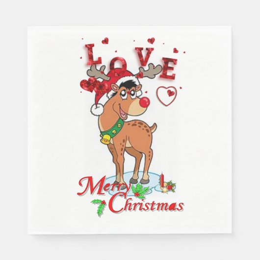 トナカイ,クリスマス紙ナプキンス スタンダードランチョンナプキン (正面)