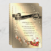 トナカイ、サンタクロース、そりのクリスマス会社 招待状 (正面/裏面)