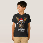 トナカイ サンタ帽 サングラス クリスマス おもしろ Xmas  Tシャツ (正面フル)