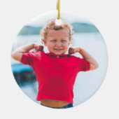 トナカイ・サンタ私は良い写真クリスマスを過ごした セラミックオーナメント (裏面)