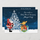 トナカイ，サンタ，クリスマスツリー赤ちゃんシャワー招待状 招待状 (正面/裏面)