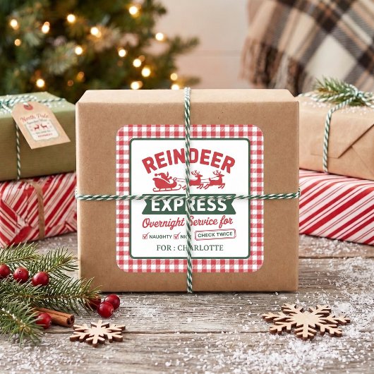 トナカイ サンタ 袋 クリスマス Plaid スクエアシール