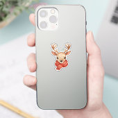 トナカイ ステッカー | かわいい クリスマス シカ シール (スマートフォン)