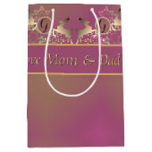 トナカイ&スノーフレークスオンパープル抱き枕 ミディアムペーパーバッグ (正面)