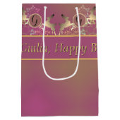 トナカイ&スノーフレークスオンパープル抱き枕 ミディアムペーパーバッグ (裏面)