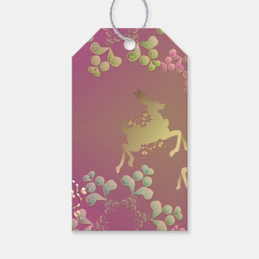 トナカイ&スノーフレークスギフトラベル ギフトタグ (正面)