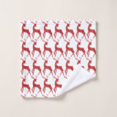 トナカイ&スノーフレークトナカイ交差クリスマス バスタオルセット (ウォッシュタオル)