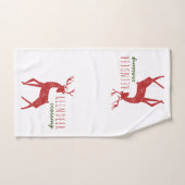 トナカイ&スノーフレークトナカイ交差クリスマス バスタオルセット (ハンドタオル)