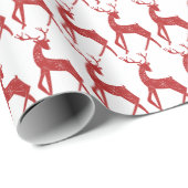 トナカイ&スノーフレークトナカイ交差クリスマス ラッピングペーパー (ロールコーナー)