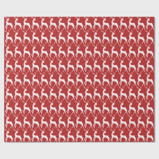 トナカイ&スノーフレークトナカイ交差クリスマス ラッピングペーパー (フラット)