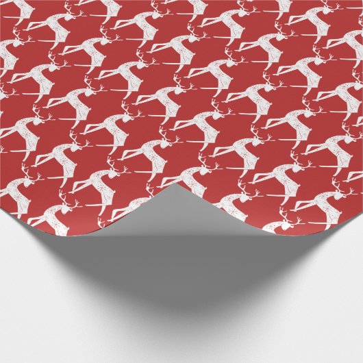 トナカイ&スノーフレークトナカイ交差クリスマス ラッピングペーパー (角)