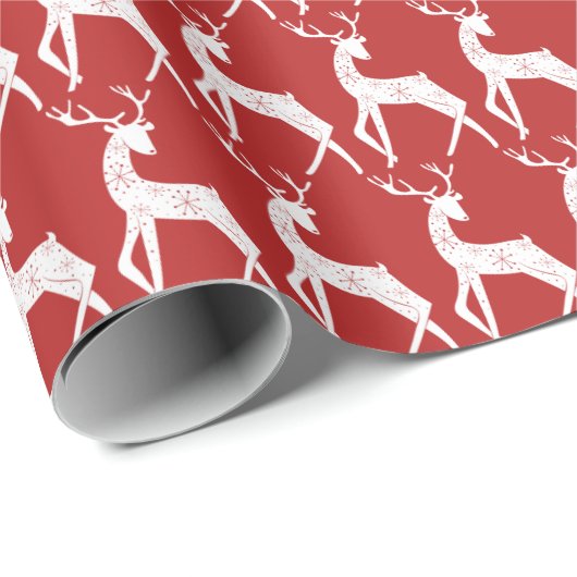 トナカイ&スノーフレークトナカイ交差クリスマス ラッピングペーパー (ロールコーナー)
