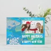 トナカイ&スノーフレーク休日フォトグリーティングカード シーズンカード (スタンド正面)