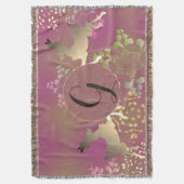 トナカイ&スノーフレーク紫 スローブランケット (正面縦)