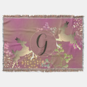 トナカイ&スノーフレーク紫 スローブランケット (正面)