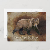 トナカイ（トナカイ）の毛の上にコディアックベア ポストカード (正面/裏面)