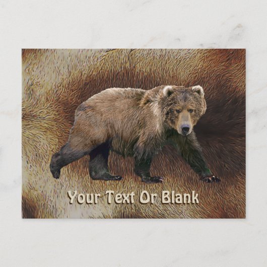 トナカイ（トナカイ）の毛の上にコディアックベア ポストカード (正面)