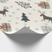 トナカイ、ドット付きクリスマスギフト包装紙 ラッピングペーパー (角)