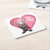 トナカイ・バレンタイン スクエアペーパーコースター (アングル)