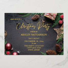 トナカイ&パイン素朴クリスマスパーティー 箔招待状