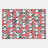 トナカイ、パンダのクリスマス ラッピングペーパーシート (正面3)