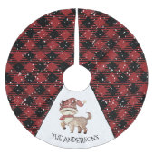 トナカイ・プレイド・クリスマス ブラッシュドポリエステルツリースカート (正面)