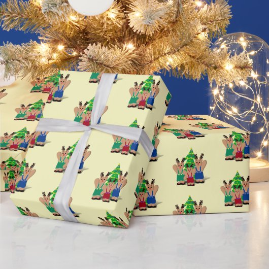 トナカイ・ベア・ファミリー・クリスマス ラッピングペーパー (クリスマス)