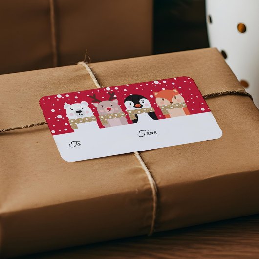 トナカイ、ホッキョクグマ、ペンギン、キツネ ラベル