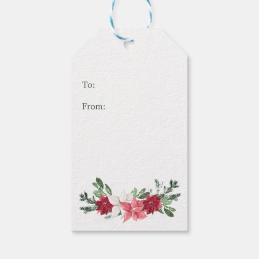 トナカイ、ポインセチア、松クリスマスギフトタグ ギフトタグ (裏面)