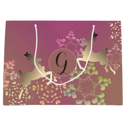 トナカイ&マジカルスノーフレーク抱き枕 ラージペーパーバッグ (正面)