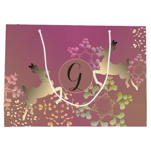 トナカイ&マジカルスノーフレーク抱き枕 ラージペーパーバッグ (裏面)