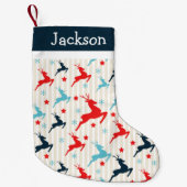 トナカイ・モノグラムの跳躍 スモールクリスマスストッキング (正面)